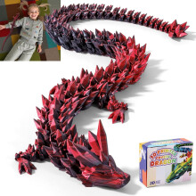 31,5 Zoll Großer 3D Gedruckter Drache, Riesen Flexibles Fidget Spielzeug, Riesiger 3D Gedruckter Kristalldrachen