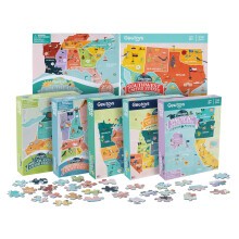 Geotoys USA Puzzle Regionale - Set di 7 Giochi Educativi per Bambini 8-12 Anni - Puzzle da 250 Pezzi