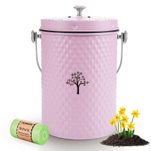 AOSION Contenitore per Compostaggio da Cucina, senza Odore, con Coperchio e Sacchetti, Contenitore per Rifiuti Alimentari, Rosa