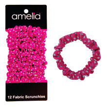 Amelia Beauty Kleine Roze, Blauwe Dots Jersey Mini Scrunchies voor Fijn Haar, 12-Pack - Zachte & Stijlvolle Haarbanden!