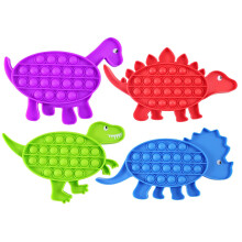 Cute Dinosaur Animal Shaped Pop Silicone Push Poke Bubble Wrap Fidget Toy - Press Bubbles to Pop the Bubbles Down Then Flip it over and Do it Again -