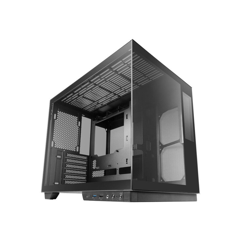 Mars Gaming Black Mc-Mirage Atx Gaming Case, 7.2" Ips Lcd Screen, Tempered Glass, Dual Chamber,