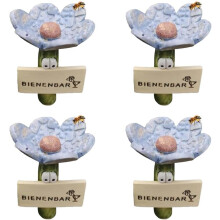 4 Flowers Insect Trough Bee Bar Water Trough with Resin Plug for Bees Garden Decoration Lightblue