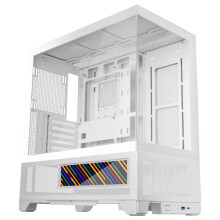 Gaming Behuizing Mars Gaming MC-LCDX ATX, IPS Scherm 9,16", Gehard Glas, Dubbele Kamer, Mesh, Wit