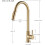 Kitchen faucet, pullout, singlelever mixer, 360 rotation, brush gold 3