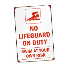 Swim at your own risk pool sign pool decor vintage style versatile plaques sign tin painting for warning swimming pool gardens, Style C