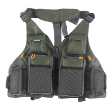 Colete de pesca unissex para atividades ao ar livre, leve, de secagem rápida, seguro e respirável, com alças ajustáveis e fechamento em mochila.