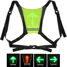 Reflektierende Fahrradweste mit LED-Licht, Rucksack, kabelloser Sicherheitsblinker für Nachtfahrten, Warnung