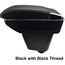 Doppellagige, schwarze Leder-Mittelarmlehne, speziell für Renault Captur 2013-2017 (mit schwarzen Ziernähten)