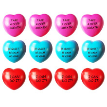 Motivational Stress Relief Toy Durable Reliable Anti Slip Soft Foam Fidget Sensory Squeeze Ball Anxiety Relief Heart Shaped for Adults Teens Kids (12P