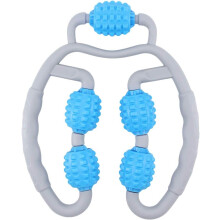 4 Wheels Foam Roller, Rolling Massager for Convenient Lightweight Muscle Relief, Blue