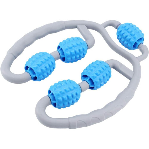 4 Wheels Foam Roller, Rolling Massager for Convenient Lightweight Muscle Relief, Blue 1