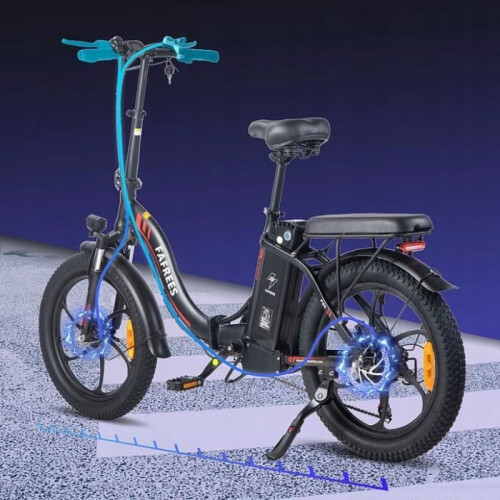 Bicicleta elétrica Fafrees F20 16AH 36V 80KM 250W quadro roda de alumínio de 20 polegadas 20" preta 1