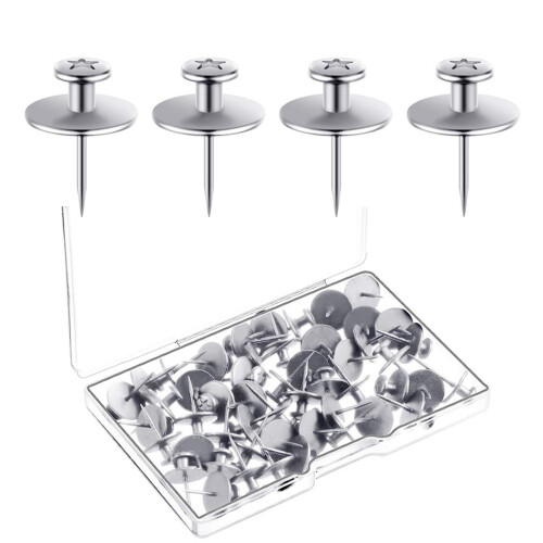 30Pieces I Shape Metal Push Pins Cork Notice Board-silver