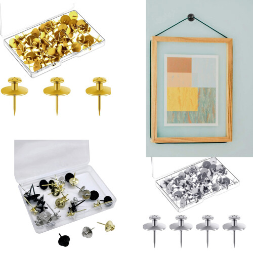 30Pcs I Shape Metal Push Pins Decorative Thumbtacks Flat-Black 2