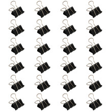 24Pieces Stainless Steel Foldback Clip File Paper-Black 51mm