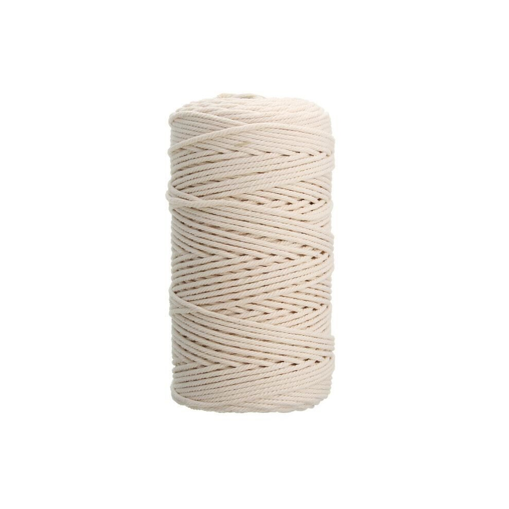 Natürliches Makramee-Baumwollseil, 3 mm x 200 m, böhmisches Webgarn für Wandbehänge, Beige