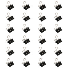 24Pieces Stainless Steel Foldback Clip Long Tail-Black 32mm