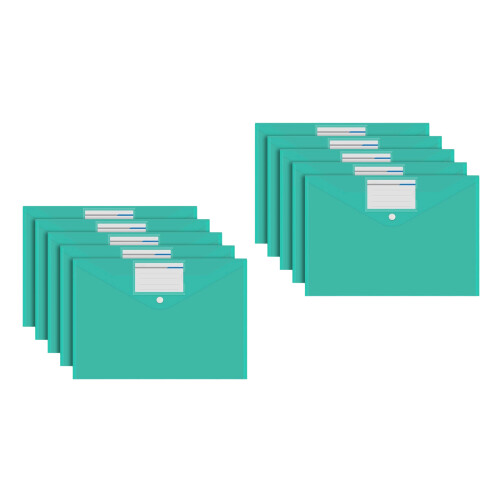 10 Pcs A4 File Bag File Organiser Document-Transparent green