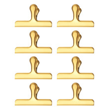Set Of 8 Metal Paper Clamp Stainless Steel Clip File-Large gold