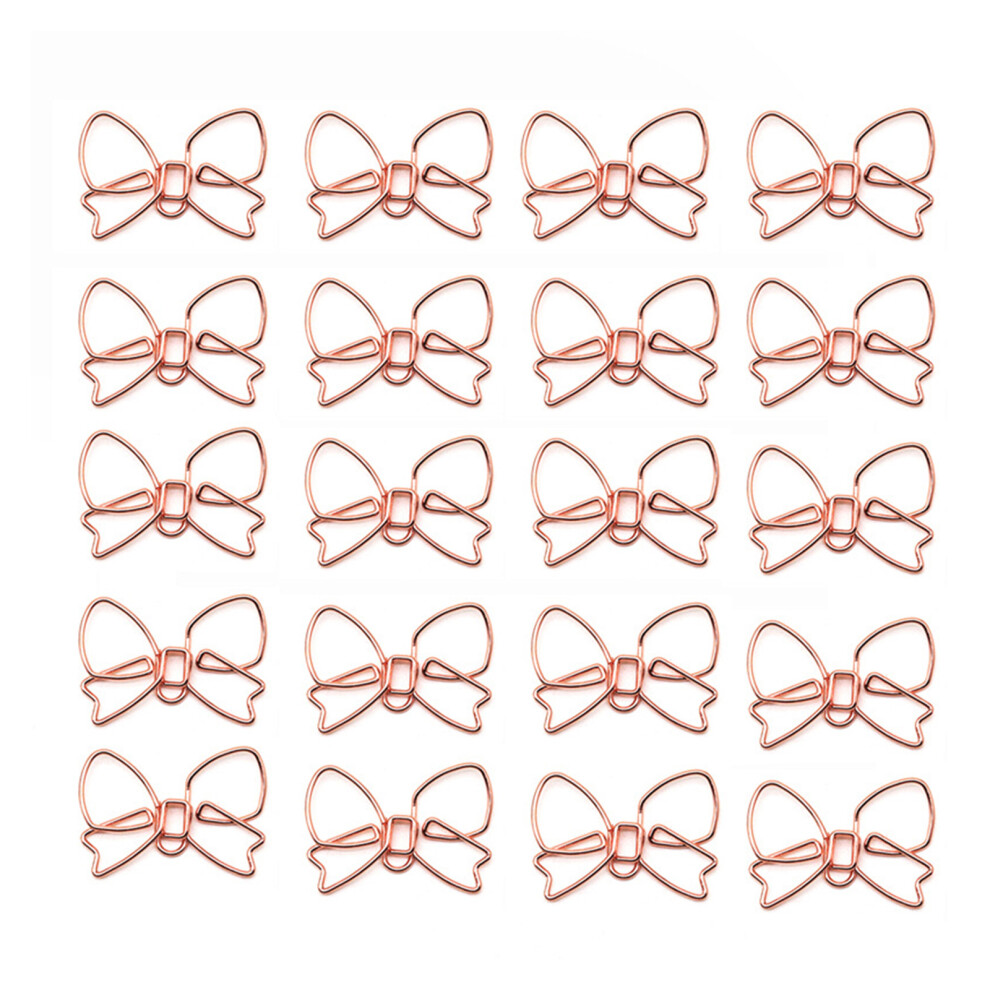 100Pieces Bowknot Paperclips File Paper Clip 30X20mm-Rose Gold 7751000497293