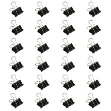 24Pcs Stainless Steel Foldback Clip Long Tail Clip-Black 41mm