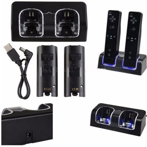 2-Port-Ladestation + 2 x 2800-mAh-Akkus für Wii-Controller