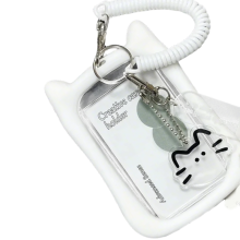 Cats Ear Photocard Holders Clear Card Holders Keychain-White