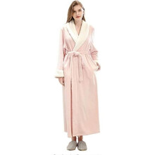 NetBoat Damen-Bademantel, lang, warmer Flanell-Bademantel für den Winter (Rosa, L (55-80 kg))