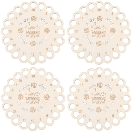 4Pieces Wood Stitching Thread Holder Disc Numbered Embroidery-C