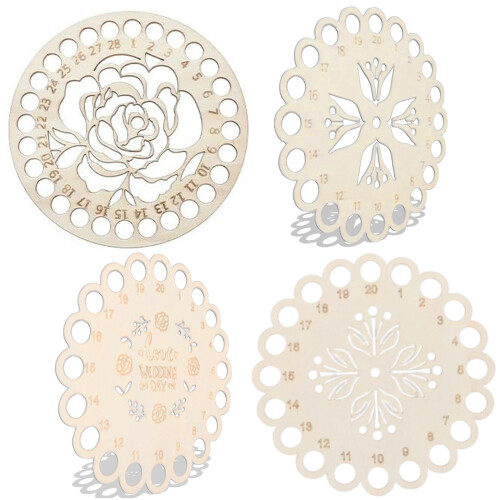 4Pieces Wood Stitching Thread Holder Disc Numbered Embroidery-C 1