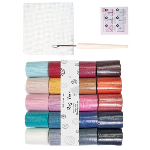 Rug Making Embroidery Set 20 Color Acrylic Yarn Thread-03