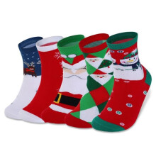 Vbiger Damen Weihnachtssocken, niedliche sportliche Freizeitsocken, warme Socken, 5 Paar