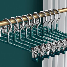 Ruimtebesparende broekhangers, gebogen metalen kastorganizer voor meerdere kledingstukken, antislip clips, zwart, set van 10