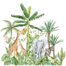 Muurdecoratie voor kinderkamer, verwijderbaar vinyl, betoverd bos met dieren, waterdichte zelfklevende muurstickers, gemakkelijk aan te brengen,
