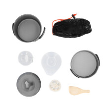 Kit de utensílios de cozinha para camping, conjunto prático com sistema integrado de panelas e frigideiras, utensílios portáteis para trilhas,