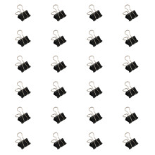 24Pcs Metal Long Tail Clip Paper Clamps Foldback-Black 19mm