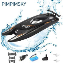 PIMPIMSKY Hochgeschwindigkeits-Ferngesteuertes Boot 2,4 GHz 30 km/h Doppelmotor Doppelrumpf