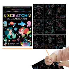 Rainbow Scratch Paper Set  Odorless Scratch Art Craft Kit, 9 Sheets