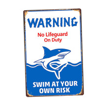 Pool Sign for Own Risk Pewter Decor for Garden, Style D