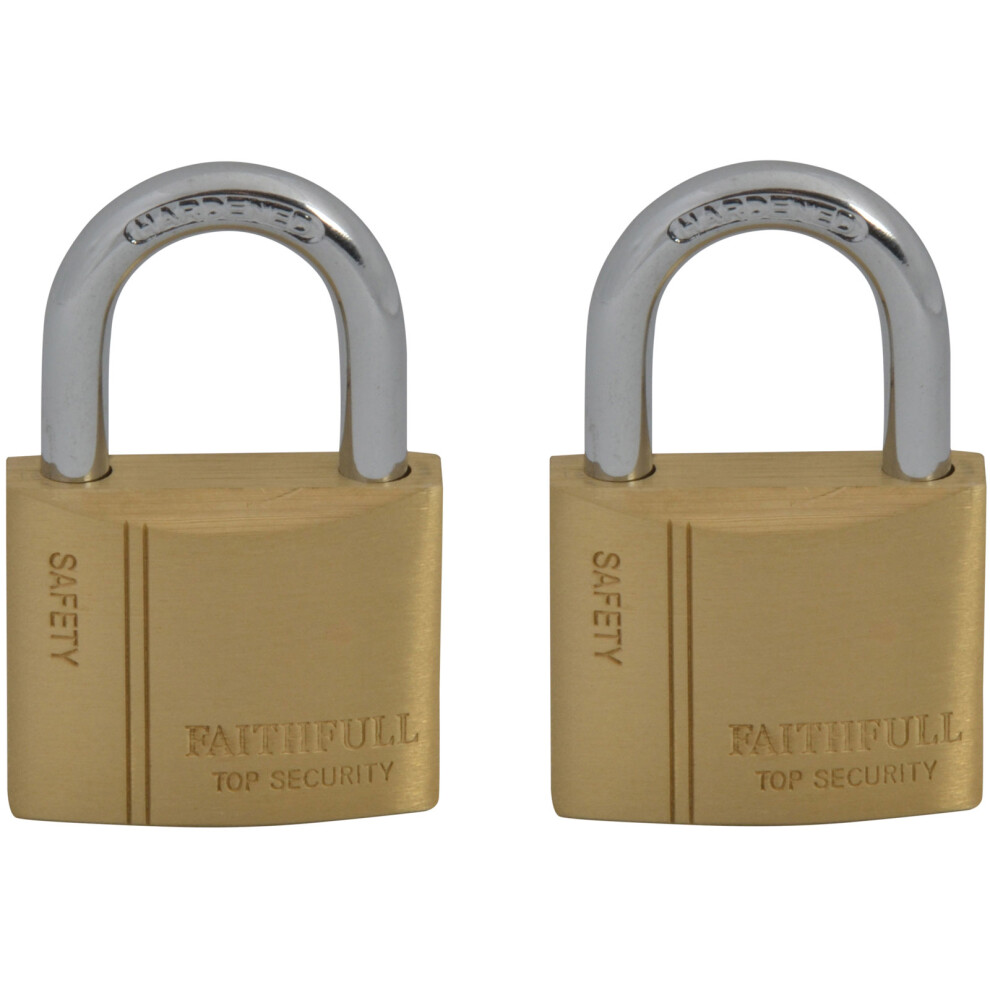 Faithfull FAIPLB40KA Brass Padlock Keyed Alike 2 x 40mm