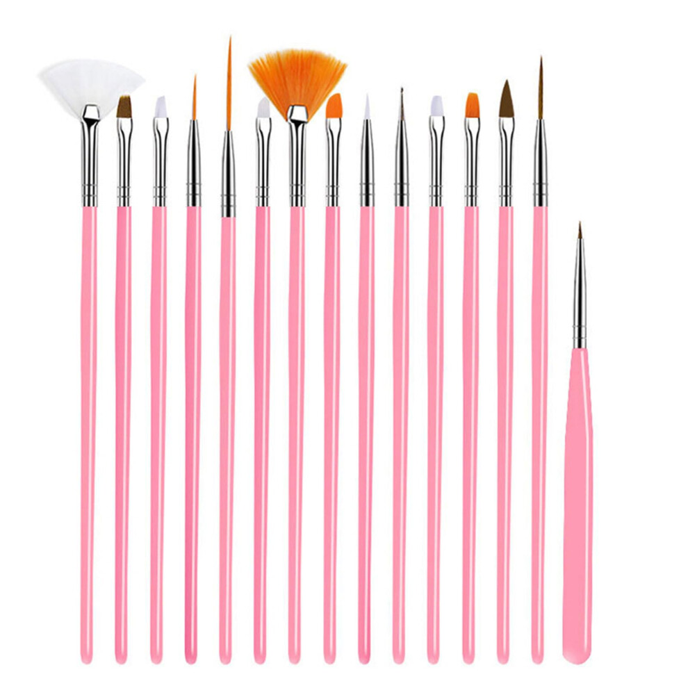 Nail Artist Essential Brushes with Dotting Tools 15pcs Set Manicure Tools for Gel Nails Art Accessories