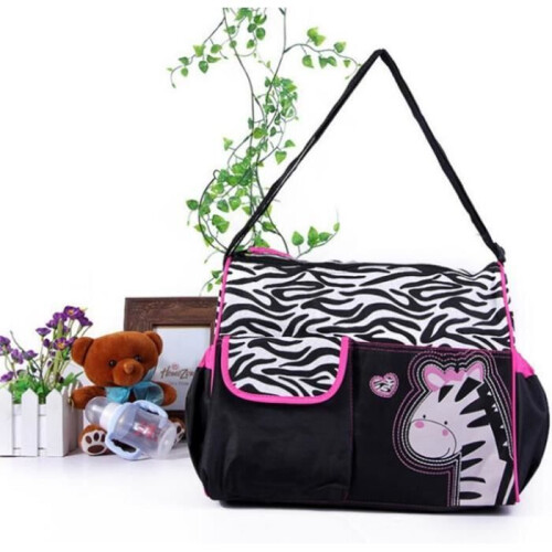Wickeltasche – Zebramuster – Schultergurt – Rosa – Multifunktional