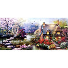 Kreuzstich-Set Wohnzimmerdekoration Gartenhaus 68 cm x 38 cm