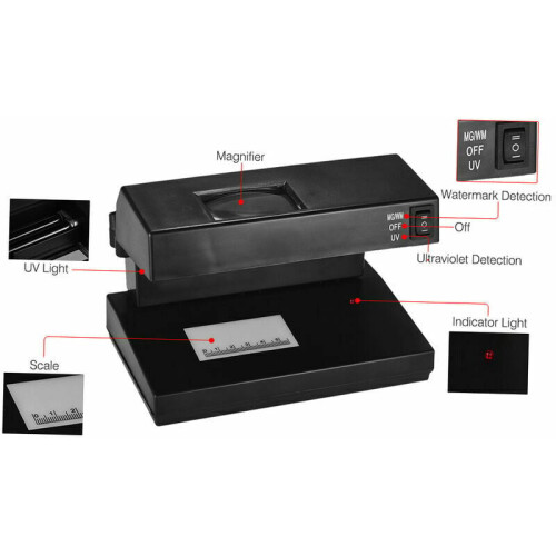 Compteuse de billets avec lampe UV LED, vérifie avec précision les éléments de sécurité de plusieurs devises et documents, idéale pour les 1