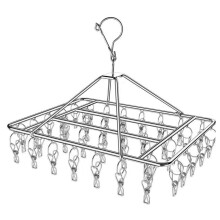 Étendoir à linge pivotant en acier inoxydable, cintre pliable et coupe-vent avec pinces pour petits articles, rotation à 360, étendoir à linge