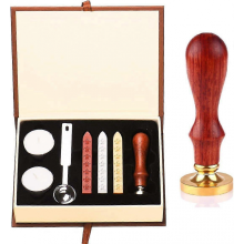 Stamp Kit, compatible with Hp Fans, compatible with Hogwarts Themed Party - 1 Stamp With Wooden Handle + 3 Vintage Waxes + 1 Spoon + 2 White