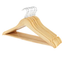 Cintres en bois pour costumes et manteaux, robustes, finition lisse, en bois naturel avec épaules profilées et antidérapants.