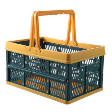 Foldable plastic storage basket for snacks and small items green for children's room