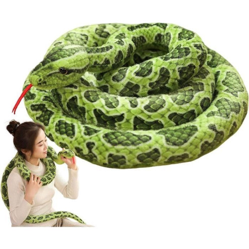 Riesenschlangen-Plüschtier – Unbekannte Marke – Goldfarbene Python-Imitation – 200 cm lang
